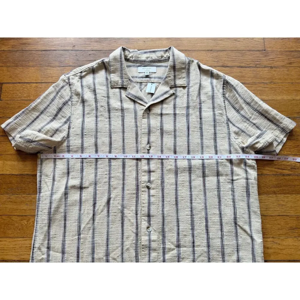 BANANA REPUBLIC Yellow Textured Striped Summer Button Down Shirt sz XL (NWT)